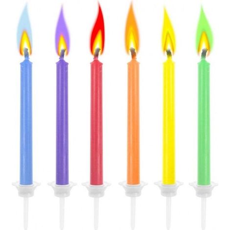 Geburtstagskerzen, 6 Stück, farbige Flammen