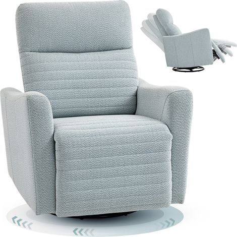 Poltrona reclinabile, poltrona relax con poggiapiedi, girevole a 360°, inclinabile, 82 x 90,5 x 101 cm, grigio-blu