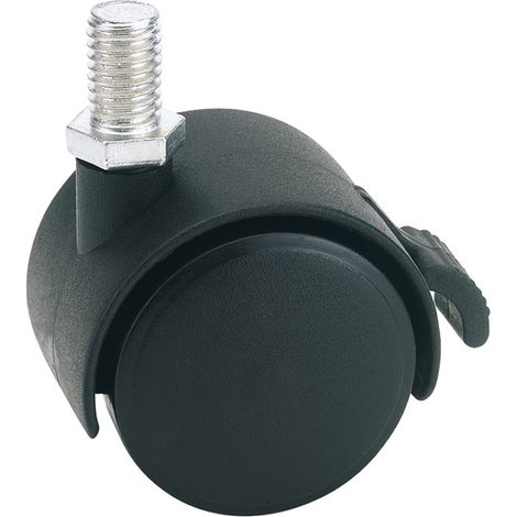 Draper 65465 Twin Nylon Bolt Castor with Brake, 40mm Diameter, S.W.L. 25kg (1/5)