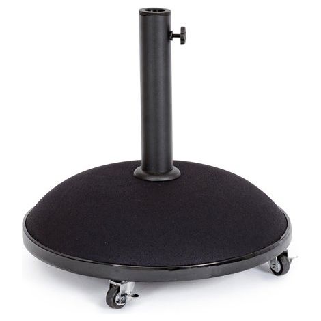 Base in cemento "Barry" per ombrellone a palo centrale, appoggio in resina -Nero / 35 kg (Con Ruote)