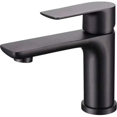 Robinet de lavabo de salle de bain, robinet de lavabo de vanité, eau chaude et froide (noir) (1/5)