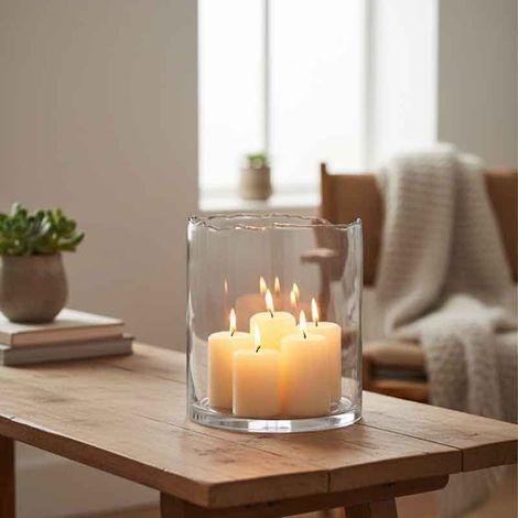 Photophore bord irrégulier verre transparent 26x26x27cm (1/3)