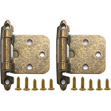 (Vert rétro - Chine continentale) Lot de 2 charnières à ressort à fermeture automatique de style américain avec vis, pour meubles et placards affleurants. (1/5)
