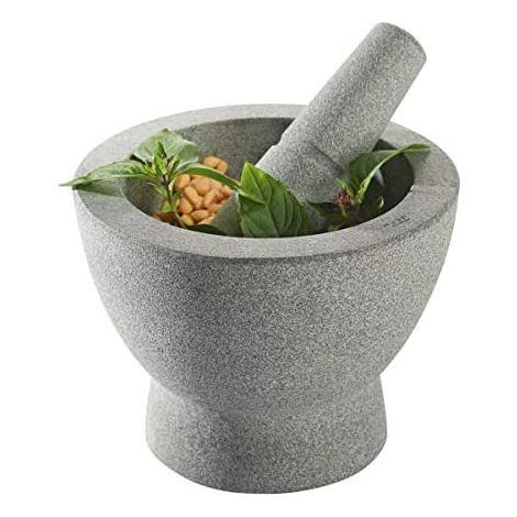 Gefu GE35320 Mortero Crunchy con Mano de Piedra Gris, 17 x 17 x 13 cm (1/3)