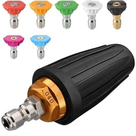 Buse turbo pour nettoyeur haute pression – 7 pointes de pulvérisation – Raccord rapide 1/4' – Pression 4000 Psi – Nettoyage efficace béton et briques (1/4)