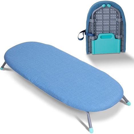 Planche à repasser pliable 81 cm x 31 cm, légère et stable, avec couvercle résistant aux hautes températures et pieds antidérapants, design peu encombrant pour un repassage efficace (bleu) (1/5)