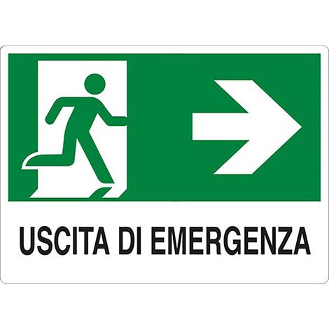 CARTELLO SEGNALETICA USCITA EMERGENZA A DESTRA  - EUROSIGNALS (1/2)