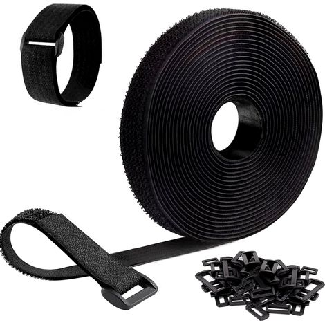 10m x 2cm klettband kabelbinder wiederverschließbar, kabelbinder klett mit 50 schnalle, Freie Schnittlänge kabelbinder klettverschluss, klettkabelbinder für Kabel Organisieren, Schläuche (1/5)