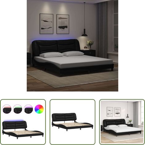 LED-Leuchten -  Bettgestell mit LED ohne Matratze "Hvar" Schwarz 180x200 cm (1/5)
