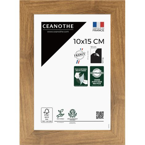 Cadre Photo Marron 10x15 cm et 15x10 cm - Convient au A6 et Carte Postale – Fabriqué en France - Cadre Precious Marron 10x15 cm - Cadre photo en Résine recyclée - Verre acrylique Incassable