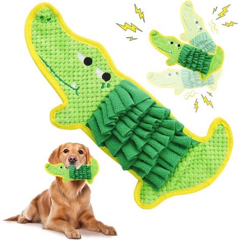 Juguetes para gatos, Comedero lento, Juguetes educativos de peluche suave, Juguete masticable de papel crepé, Alivio del aburrimiento (Cocodrilo) (1/5)