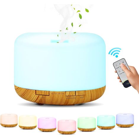 Diffuseur Huiles Essentielles, 500ML Diffuseur Arômes Humidificateur Ultrasonique Bébé Diffuseur D'huile Essentielle Aromathérapie avec 7 LED Lumières pour Maison Chambre à Coucher Bureau (1/5)