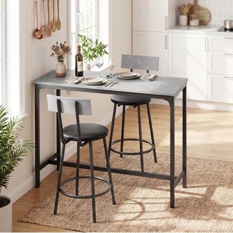 Bartisch mit 2 Hockern, 100 x 40 x 90,5 cm, grau HAVRYA (1/4)