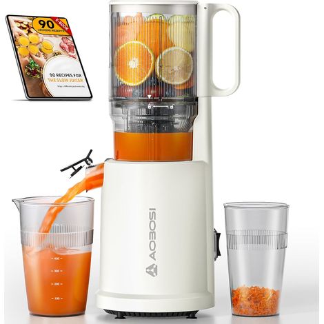 Extracteur de jus, 135 mm, ouverture de remplissage, 90 tr/min, moteur en cuivre silencieux, sans BPA, haut rendement, pour légumes et fruits, fonction de mastication inversée (1/5)