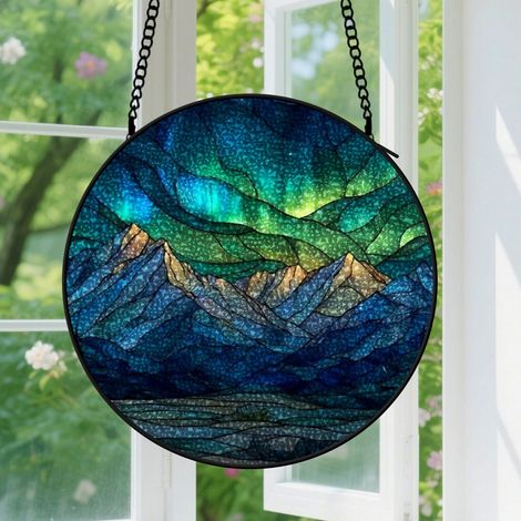 Suspension en vitrail, attrape-soleil minimaliste élégant, décoration fenêtre jardin, cadeau Anniversaire pour femme, homme, sœur, frère 12,5 cm (1/5)