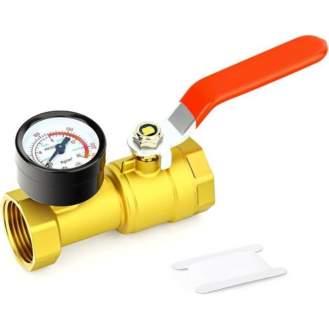 Vanne à bille en laiton femelle 1 pouce BSP avec manomètre 0 à 16 bars robinet testeur de pression pour conduites d eau et systèmes d arrosage