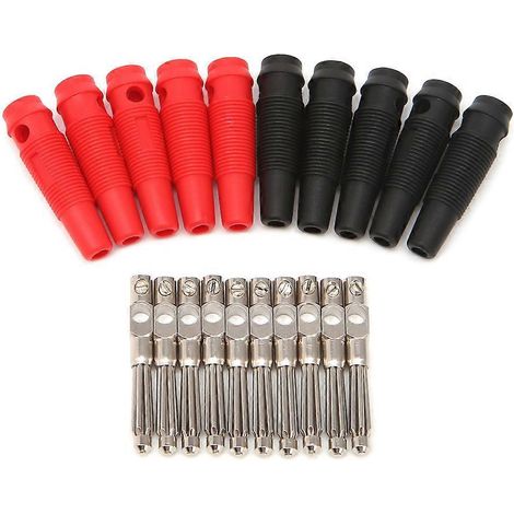 5 Paar/10 Stück 4 mm 32 A lötfreie, seitlich stapelbare Bananenstecker aus Kupfer