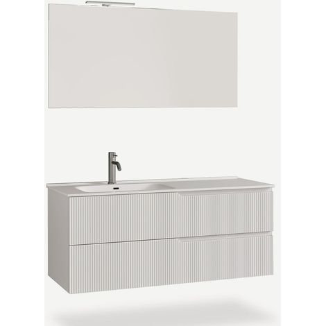 Mobile bagno sospeso con specchio e lavabo Venere SX - Bianco (1/5)