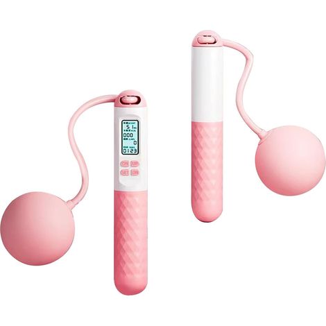 Corde à sauter à vitesse rapide, corde à sauter avec compteur, corde à sauter lestée avec compteur, corde à sauter à balle de gravité, corde à sauter à balle de gravité ((Roze en wit)) (1/5)