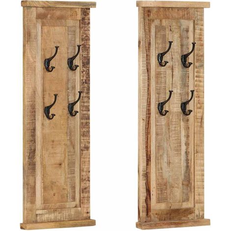 Appendiabiti 2 pz in Legno Massello di Mango 38x100 cm vidaXL