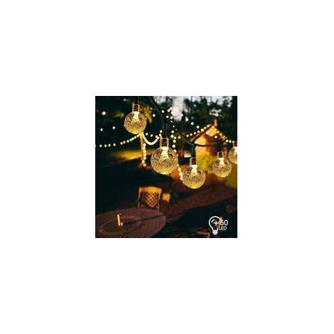 Guirlande solaire 7M 50 LEDs blanc – Étanchéité IP65 – Recharge automatique – Huit modes d'éclairage personnalisables (1/5)