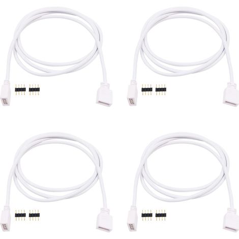 Lot de 4 câbles d'extension de bande LED à 4 broches ou bande lumineuse RVB 3528 5050 2835 – 1 m (1/5)