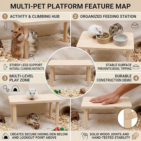 Hamster Hideout Tunnel Wooden Ladder, Small Animal House, Cage Accessory, Hamster, Gerbil, Guinea Pig, Play Area Rest 25 x 14 cm