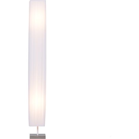 HOMCOM lámpara de pie para salón, 2 casquillos E27, lámpara de pie con pantalla de tela, interruptor de pedal, base de acero inoxidable, blanco (1/5)