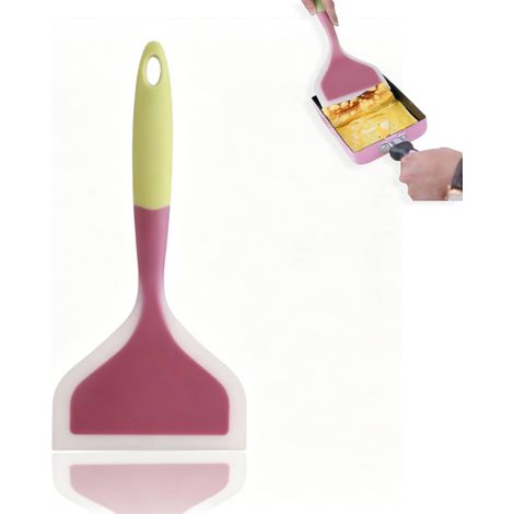 Pelle à crêpes en silicone, spatule large en silicone Pelle en silicone antiadhésive spatule large pour gâteau Steak Pizza ustensiles de cuisine(Vert) (1/5)