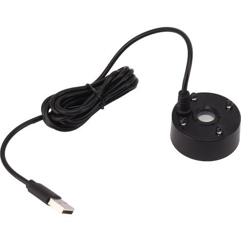 Fontaine brumisatrice USB avec lumières LED colorées 5V et atomiseur à ultrasons pour bassin, rocaille, aquarium et évier (noir) (1/5)