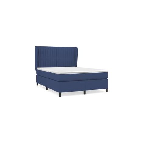 Sommier à lattes de lit avec matelas Bleu 140x190 Tissu (1/5)