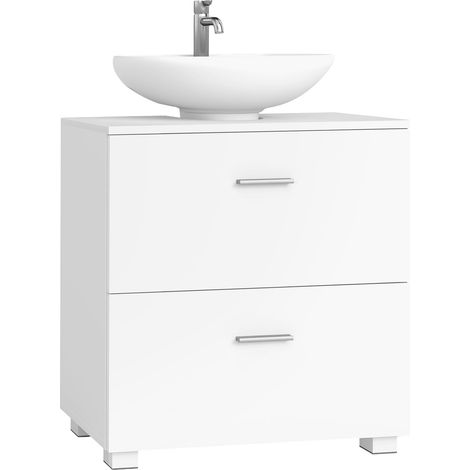 VASAGLE CUSTOS Collection - Mobile Sottolavabo con 2 Ampi Cassetti, Mobile da Bagno con Piedi Alti, Adatto a Diversi Tipi di Lavabi, 30 x 60 x 63,8 cm, Bianco Nuvola BBK521WB01 (1/5)