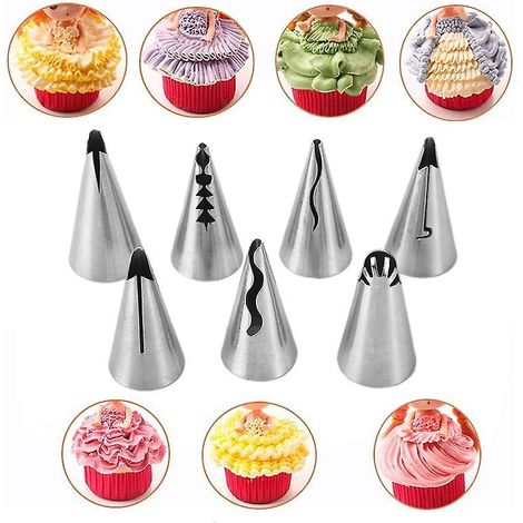 lot De 7 Douilles En Acier Inoxydable Pour Glaage De Sucre Paisible Conseils Ptisserie Dcoration De Gteau Outils Pour La Cuisine (1/5)