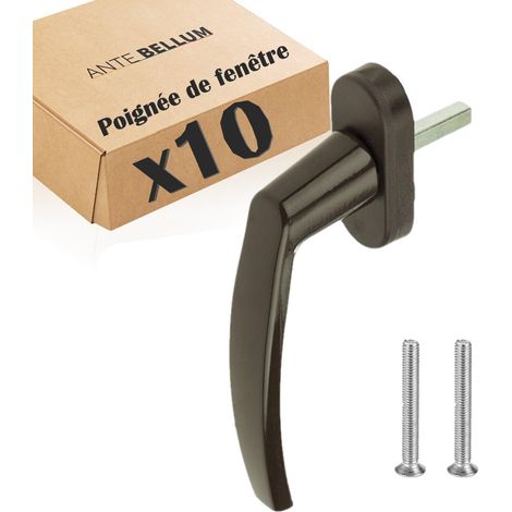 10 Poignée de fenêtre, aluminium, tige 35 mm, marron, pour fenêtre standard, porte balcon (1/5)