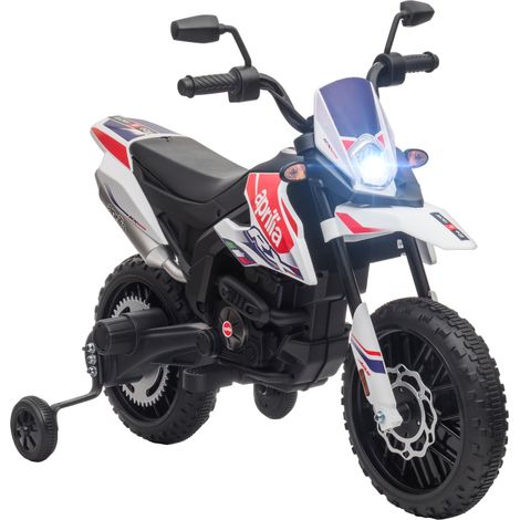 Moto elettrica per bambini cross 106.5 x 56 x 80 cm ruote rimovibili 2 motori ideale terrazza moderno design in PP bianco 210000597