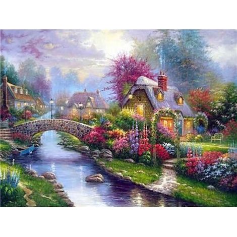 Kit diamant - Non spécifié - Petit pont - 30x40 cm - Multicolore - Décoration murale (1/2)