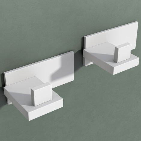 Mai & Mai Kleiderhaken 2 Stück Wandgarderobe Wandhaken aus Edelstahl Garderobenleiste Garderobenhaken 8cm Matt weiß Stalo-06