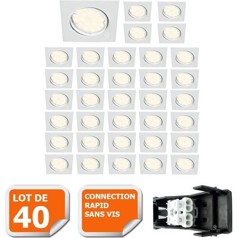 Lot de 40 Spot encastrable orientable LED carré GU10 230V équivalent 50W blanc neutre (1/5)