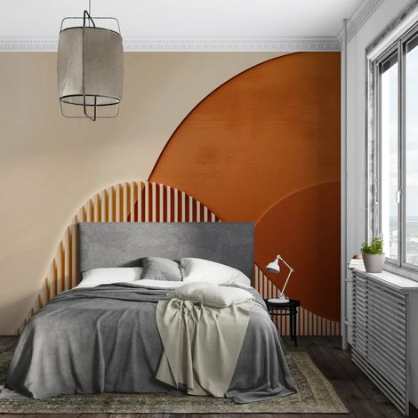 Papier peint geometrique lignes courbes degradees 1 - 150 x 250 cm (1/2)