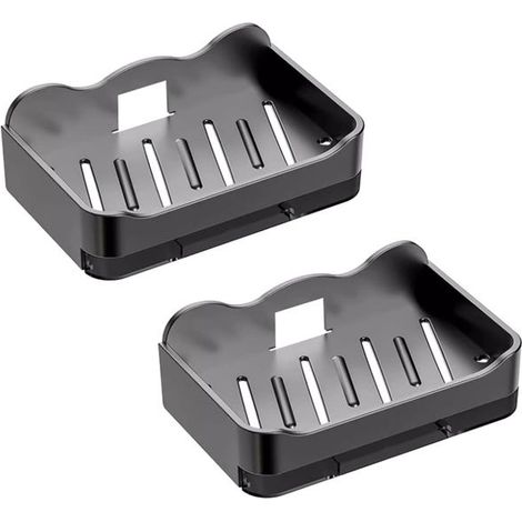 Juego de 2 jaboneras autoadhesivas de pared sin necesidad de taladrar para baño y cocina (1/4)
