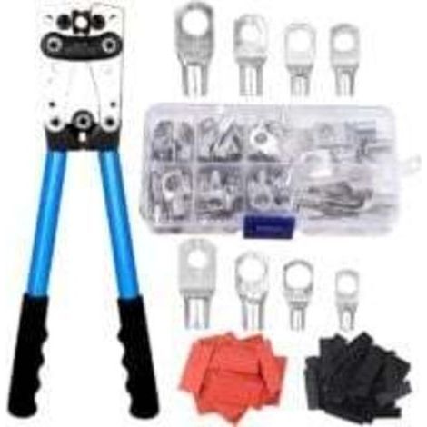 Pince a Sertir electrique multicouche AWG 10-0,6-50 mm² pince à sertir cosses avec Bornes à anneau en cuivre +60 PCS de gaine thermorétractable Cliquet sertissage (1/5)