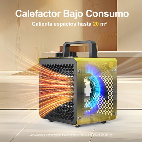 Calentador eléctrico de cerámica 2000W - Calentador compacto con ventilador para oficina, diseño económico - Amarillo [Clase de eficiencia energética A] (1/5)
