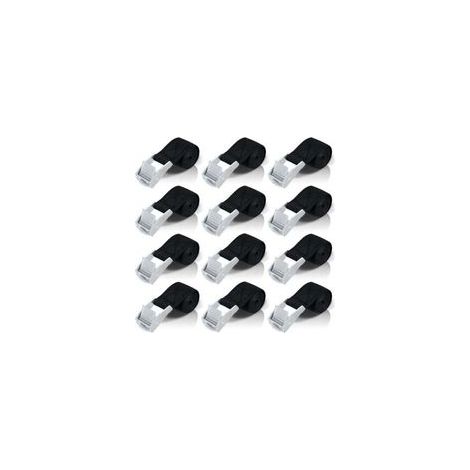 50cm Sangle D'arrimage, 12pcs Sangle À Cliquet Avec Boucle De Serrage En Alliage De Zinc Pour Fixation Moto/Voiture/Porte Vélo/Bagage/Déménagement Puissance De Traction