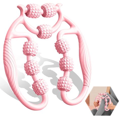 Rouleau de Massage, Masseur Anti Cellulite 360°, Rouleau Cellulite Massage avec 9 Roues, Rouleau de Massage Musculaire des Jambes, pour Rouleau en Mousse, Soulage la Fatigue (Rose) (1/5)