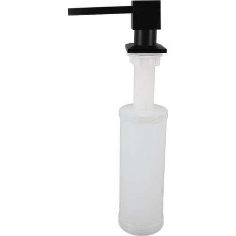 Distributeur de Savon d'Évier en Métal Pompe Carrée pour Plan de Travail, avec Bouteille Rechargeable 350ml, Adapté Ouvertures 25-40mm, Zinc Alloy et PE. (1/5)