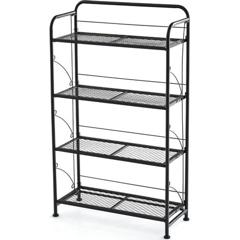 Soporte plegable para plantas espacio de almacenamiento 60 x 25 x 100 cm capacidad de 40 kg diseño moderno en metal negro 200021037