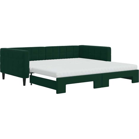 Maison Exclusive - Divano Letto Estraibile Materassi Verde Scuro 100x200 Velluto