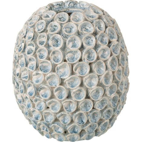Vase en poterie bleu clair relief coquillage - bleu clair (1/2)