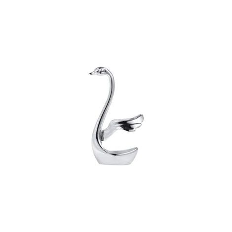 Soporte para utensilios de acero inoxidable, base con forma de cisne, para guardar tenedores y cucharas (Cisne Platino) - Crezuo