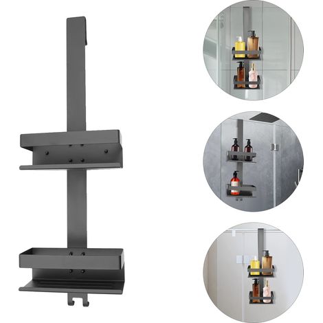 Estantería de baño, acero inoxidable 304, para colgar sobre la puerta, 2 niveles, capacidad de 15 kg, 23 x 10 x 74 cm. (1/5)